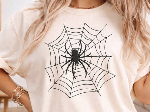 Spider Web Embroidery Design, Halloween Spiderweb Machine Embroidery File, Spooky Black Spider Embroidery/Applique DESIGNS DesignDestine 