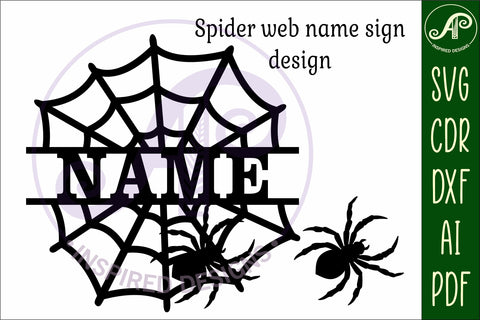 Spider web name sign svg laser cut file SVG APInspireddesigns 