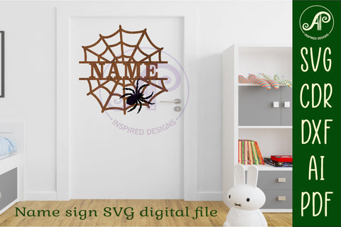Spider web name sign svg laser cut file SVG APInspireddesigns 