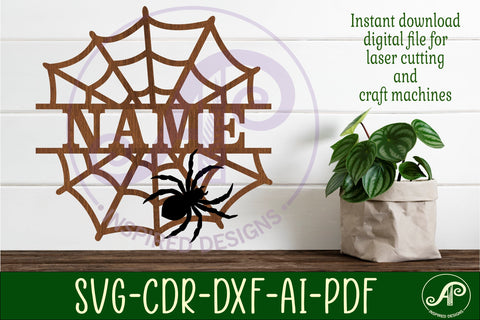 Spider web name sign svg laser cut file SVG APInspireddesigns 