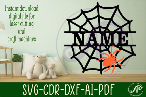 Spider web name sign svg laser cut file SVG APInspireddesigns 