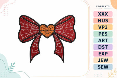Spiderweb Heart Bow Halloween Embroidery Design Embroidery/Applique DESIGNS sg embroidery 