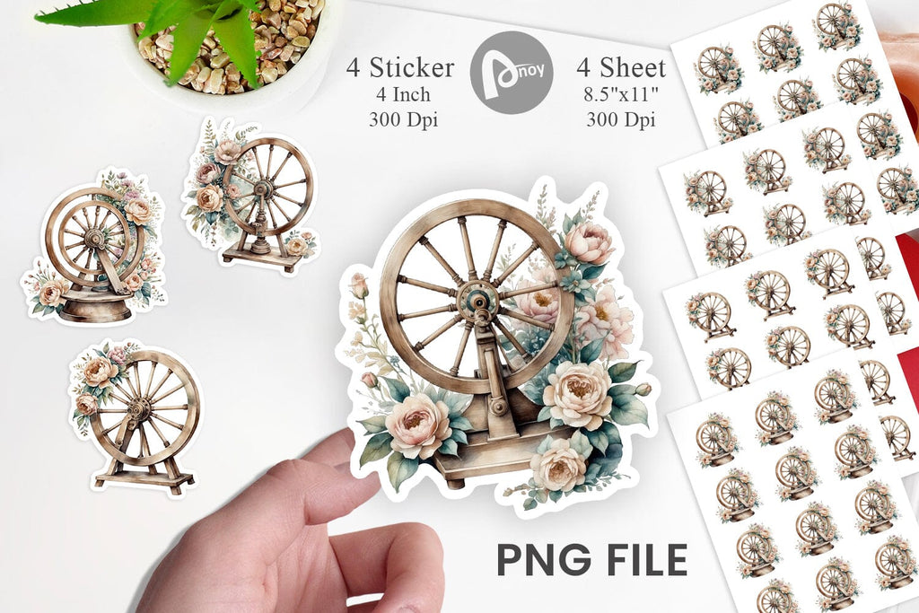 Sticker Theme Wheel Spinning Wheel Sticker - So Fontsy