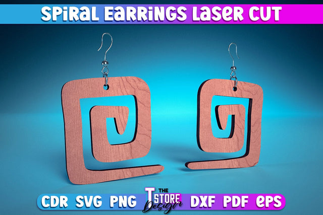 Spiral Earrings Laser Cut | Accessories Laser Cut Design | CNC Files SVG The T Store Design 