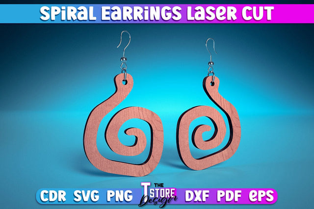 Spiral Earrings Laser Cut | Accessories Laser Cut Design | CNC Files SVG The T Store Design 