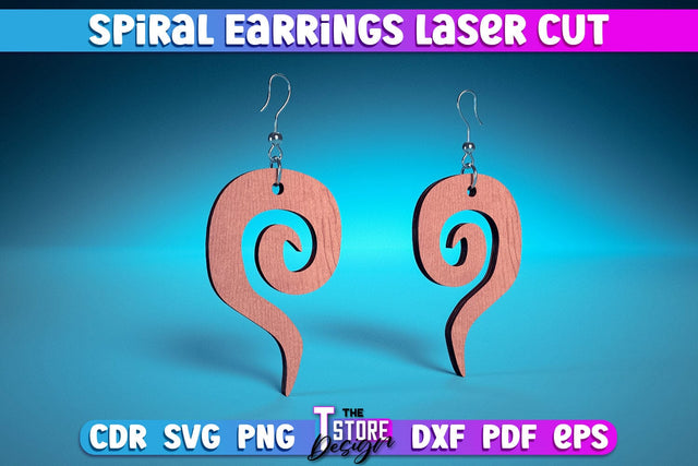 Spiral Earrings Laser Cut | Accessories Laser Cut Design | CNC Files SVG The T Store Design 
