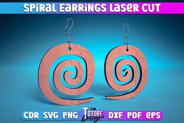 Spiral Earrings Laser Cut | Accessories Laser Cut Design | CNC Files SVG The T Store Design 