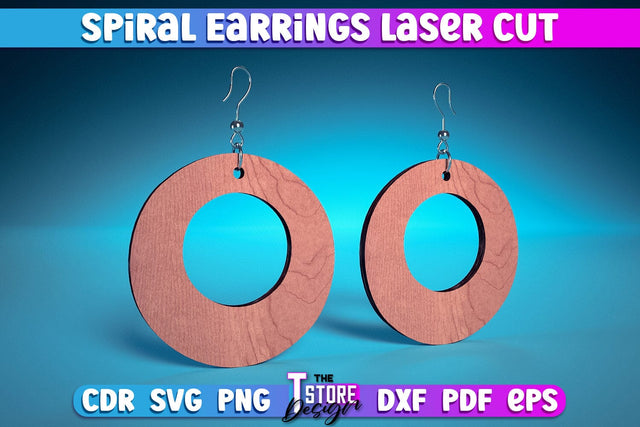 Spiral Earrings Laser Cut | Accessories Laser Cut Design | CNC Files SVG The T Store Design 