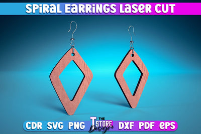 Spiral Earrings Laser Cut | Accessories Laser Cut Design | CNC Files SVG The T Store Design 