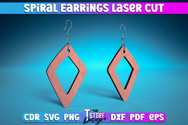 Spiral Earrings Laser Cut | Accessories Laser Cut Design | CNC Files SVG The T Store Design 