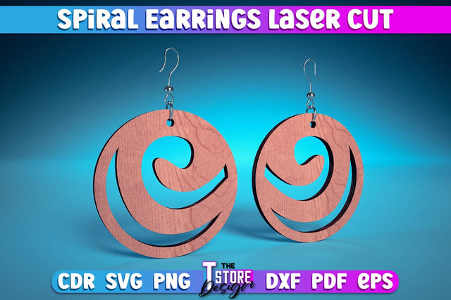 Spiral Earrings Laser Cut | Accessories Laser Cut Design | CNC Files SVG The T Store Design 