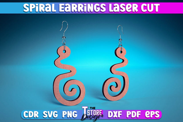 Spiral Earrings Laser Cut | Accessories Laser Cut Design | CNC Files SVG The T Store Design 