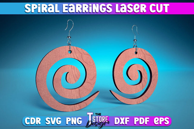 Spiral Earrings Laser Cut | Accessories Laser Cut Design | CNC Files SVG The T Store Design 