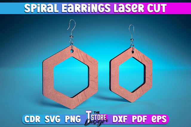 Spiral Earrings Laser Cut | Accessories Laser Cut Design | CNC Files SVG The T Store Design 