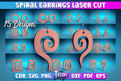 Spiral Earrings Laser Cut | Accessories Laser Cut Design | CNC Files SVG The T Store Design 