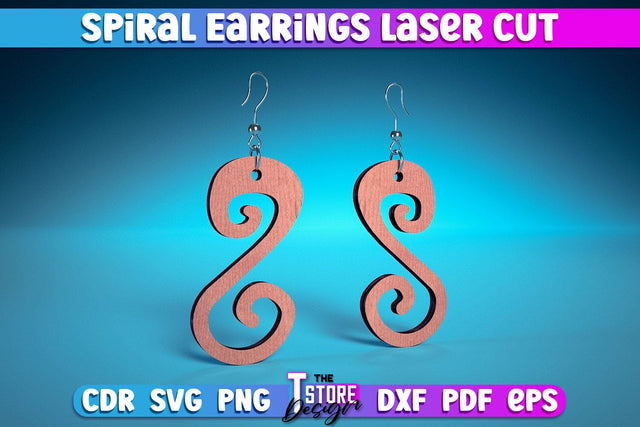 Spiral Earrings Laser Cut | Accessories Laser Cut Design | CNC Files SVG The T Store Design 