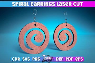 Spiral Earrings Laser Cut | Accessories Laser Cut Design | CNC Files SVG The T Store Design 