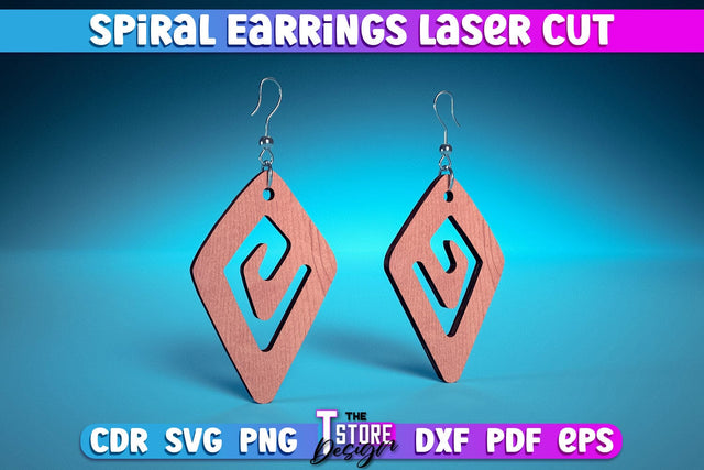 Spiral Earrings Laser Cut | Accessories Laser Cut Design | CNC Files SVG The T Store Design 