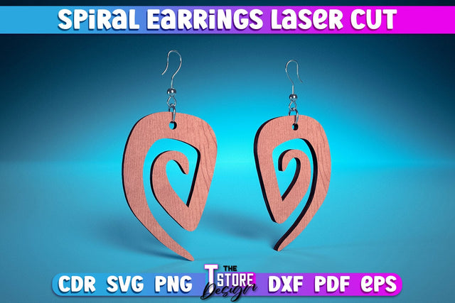 Spiral Earrings Laser Cut | Accessories Laser Cut Design | CNC Files SVG The T Store Design 