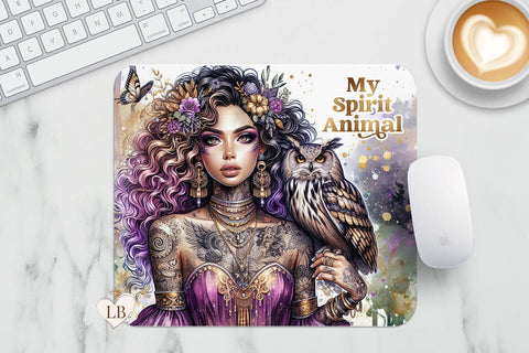 Spirit Animal Mouse Pad - Mystical Owl Mousepad Sublimation Sublimation BijouBay 