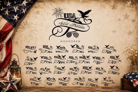 Spirit Patriotic Monogram Font Prasetya Letter 