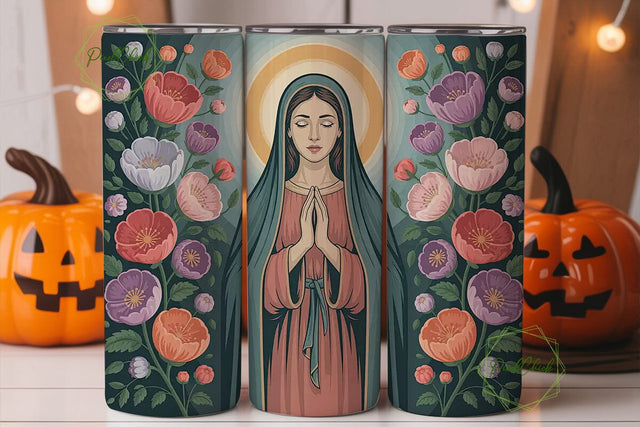 Spiritual Floral Icon 20oz Tumbler Wrap Sublimation PixelChick 
