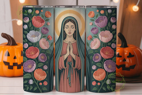 Spiritual Floral Icon 20oz Tumbler Wrap Sublimation PixelChick 