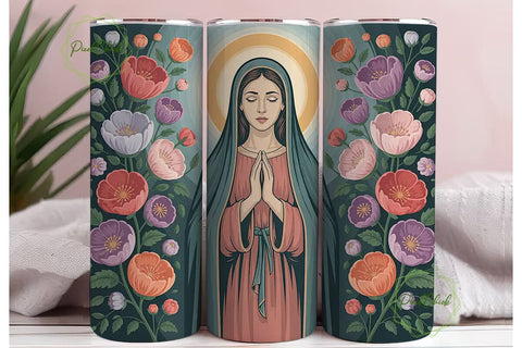 Spiritual Floral Icon 20oz Tumbler Wrap Sublimation PixelChick 