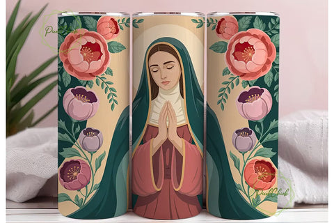 Spiritual Floral Icon 20oz Tumbler Wrap Sublimation PixelChick 