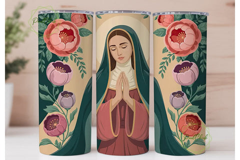 Spiritual Floral Icon 20oz Tumbler Wrap Sublimation PixelChick 