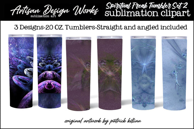 Spiritual Freak 20 Oz Skinny Tumbler Sublimation Set 2 Sublimation Whimsical Inklings 