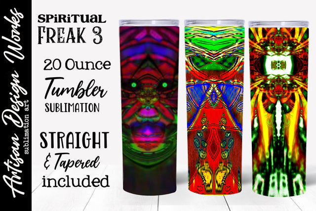 Spiritual Freak 20 Oz Skinny Tumbler Sublimation Set 3 Sublimation Whimsical Inklings 