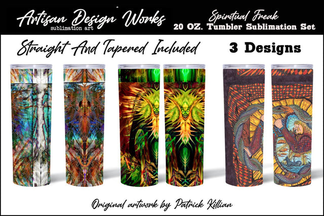 Spiritual Freak 20 Oz Skinny Tumbler Sublimation Set Sublimation Whimsical Inklings 