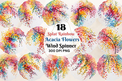 Splat Rainbow Acacia Flowers Wind Spinner Bundle Sublimation Regulrcrative 