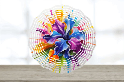 Splat Rainbow Iris Flowers Wind Spinner Sublimation Regulrcrative 
