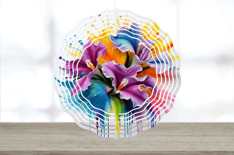 Splat Rainbow Iris Flowers Wind Spinner Sublimation Regulrcrative 
