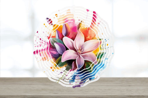 Splat Rainbow Magnolia Flowers Wind Spinner Sublimation Regulrcrative 