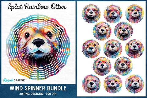 Splat Rainbow Otter Wind Spinner Bundle Sublimation Regulrcrative 