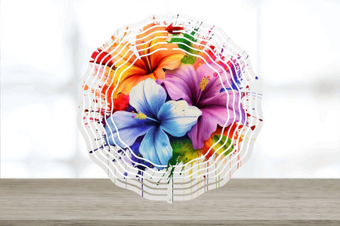 Splat Rainbow Petunia Flowers Wind Spinner Sublimation Regulrcrative 