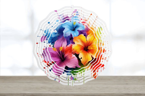 Splat Rainbow Petunia Flowers Wind Spinner Sublimation Regulrcrative 