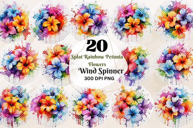 Splat Rainbow Petunia Flowers Wind Spinner Sublimation Regulrcrative 