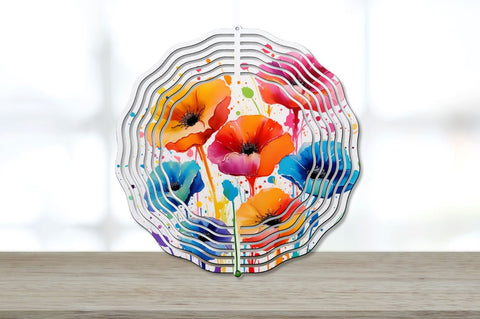 Splat Rainbow Poppy Flowers Wind Spinner Sublimation Bundle Sublimation Regulrcrative 