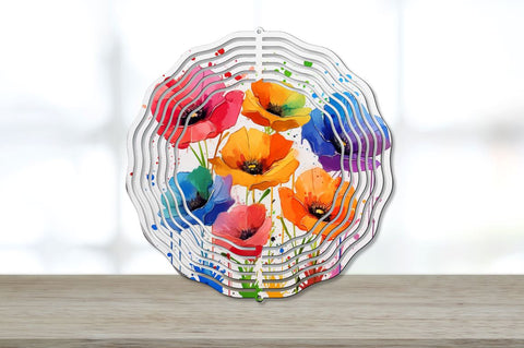 Splat Rainbow Poppy Flowers Wind Spinner Sublimation Bundle Sublimation Regulrcrative 