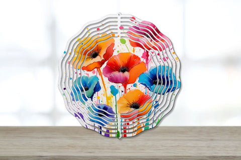 Splat Rainbow Poppy Flowers Wind Spinner Sublimation Bundle Sublimation Regulrcrative 