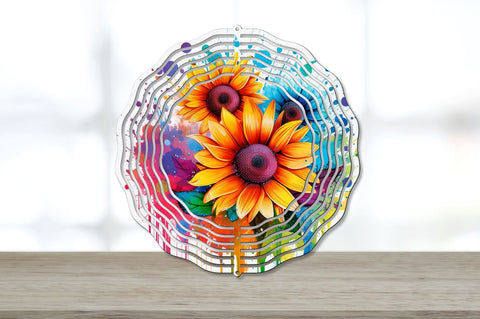 Splat Rainbow Sunflower Flowers Wind Spinner Bundle Sublimation Regulrcrative 