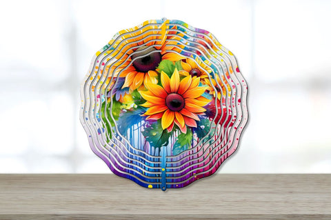 Splat Rainbow Sunflower Flowers Wind Spinner Bundle Sublimation Regulrcrative 