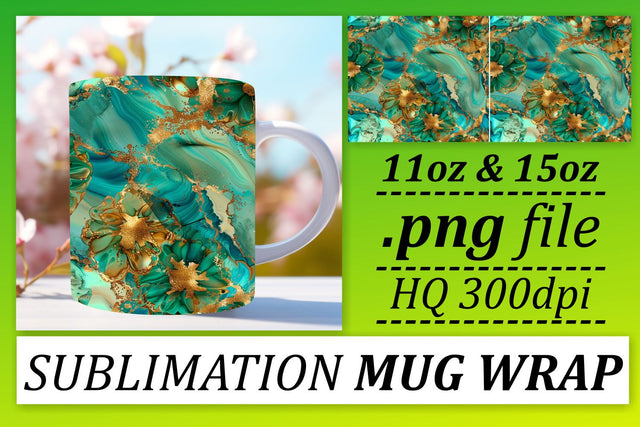 Splendid Marble Texture Mug Wrap, Sublimation, 11oz 15oz Sublimation afrosvg 