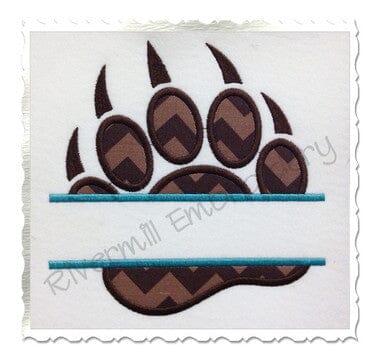 Split Applique Bear Paw Print Machine Embroidery Design Embroidery/Applique DESIGNS Rivermill Embroidery 