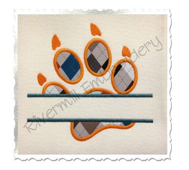 Split Applique Paw Print With Claws Machine Embroidery Design Embroidery/Applique DESIGNS Rivermill Embroidery 