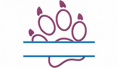 Split Applique Paw Print With Claws Machine Embroidery Design Embroidery/Applique DESIGNS Rivermill Embroidery 